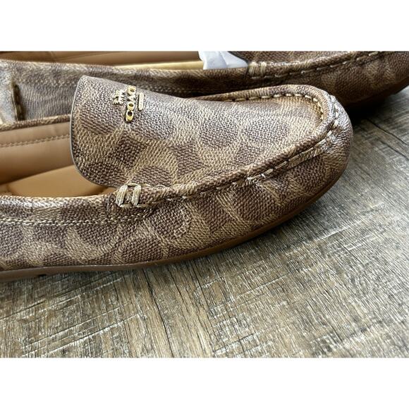 Coach Women's Marley Driver Loafers Size 9.5 Tan Monogram Logo Canvas - Picture 9 of 12